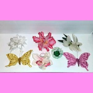 Lot of 11 Various Hair Floral Retro Accessories